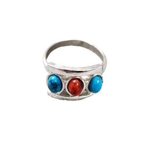 Sarah Coventry Ring Women's On-Size Silver 3 Stones Collectible Jewlery Vintage